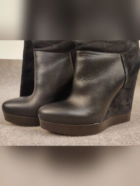 Women's Vince Wedge Tall Boots Nubuk Knee High 5.5M US/36 EU ITALY